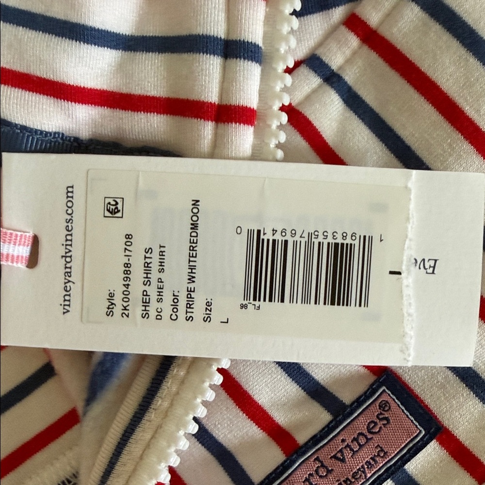Vineyard Vines Cream Quarter-Zip with Red & Navy Stripes - Picture 5 of 5